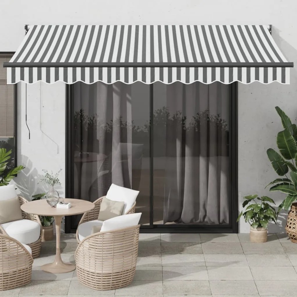 Toldo retrátil 3,5x2,5 m tecido e alumínio antracite e branco