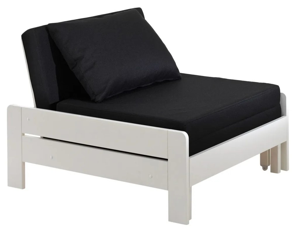 Conjunto Cama alta de Criança PINO 140 x 200 cm + estrado + escada + estante + sofá-cama Branca