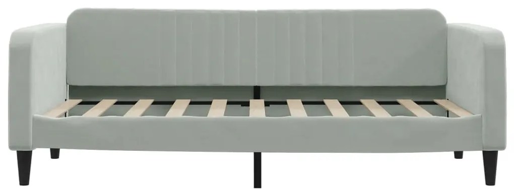 Sofá-cama com gavetão 90x190 cm veludo cinzento-claro