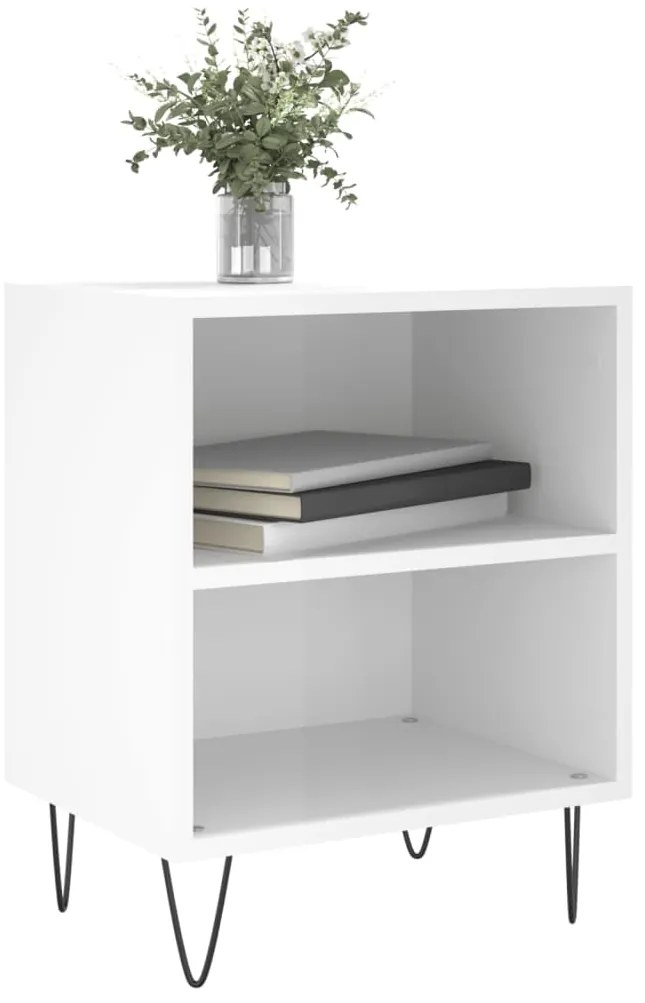 Mesa de cabeceira derivados de madeira branco brilhante