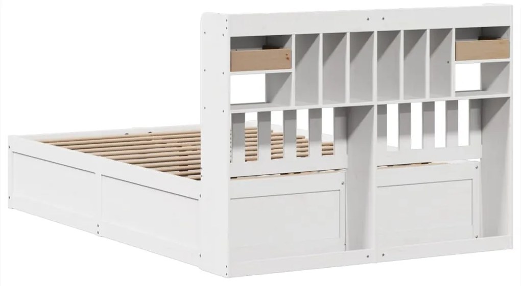 Cama sem colchão 150x200 cm madeira de pinho maciça branco