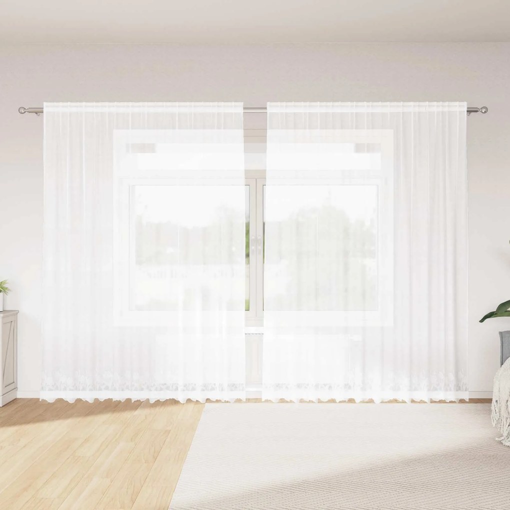 vidaXL Cortina de Renda com cortinas Branco 220 x 300 cm Poliéster