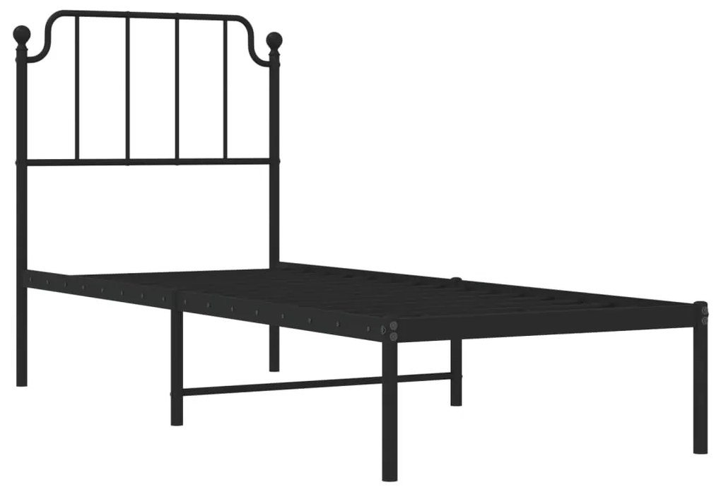 Estrutura de cama com cabeceira 80x200 cm metal preto