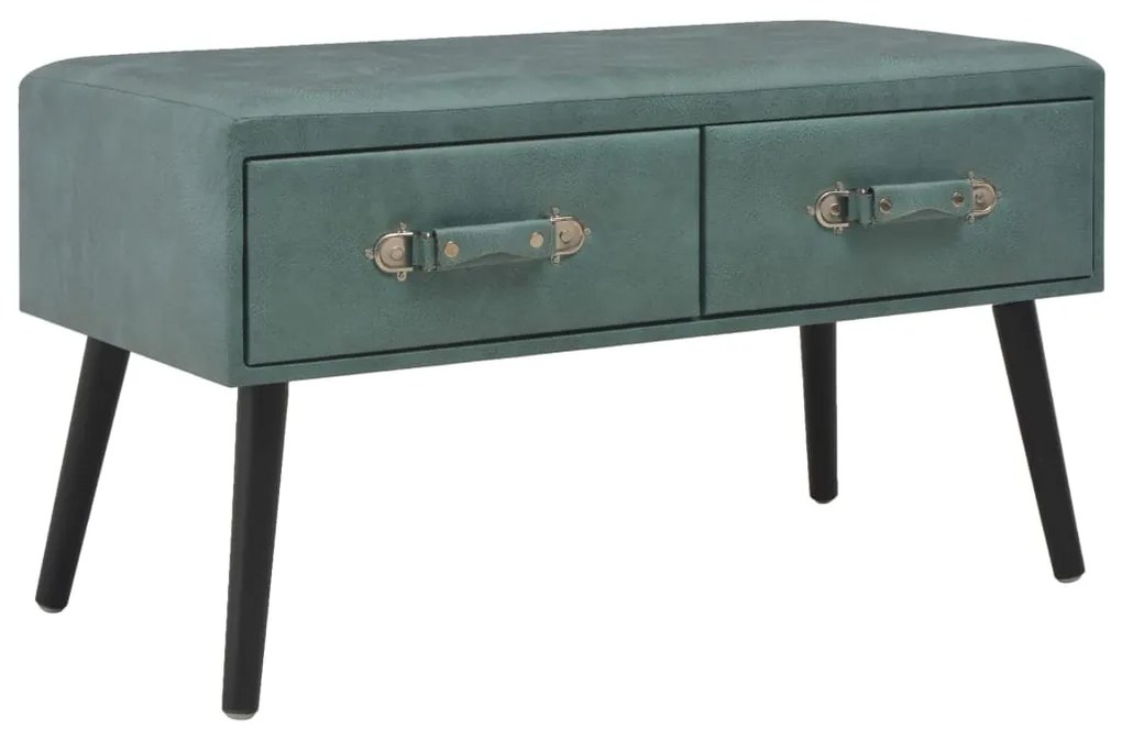 277079 vidaXL Banco com gavetas 80 cm couro artificial verde mar