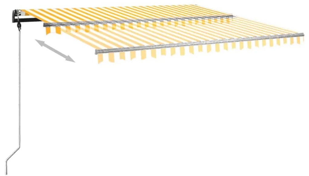 Toldo retrátil manual com postes 4x3 m amarelo e branco