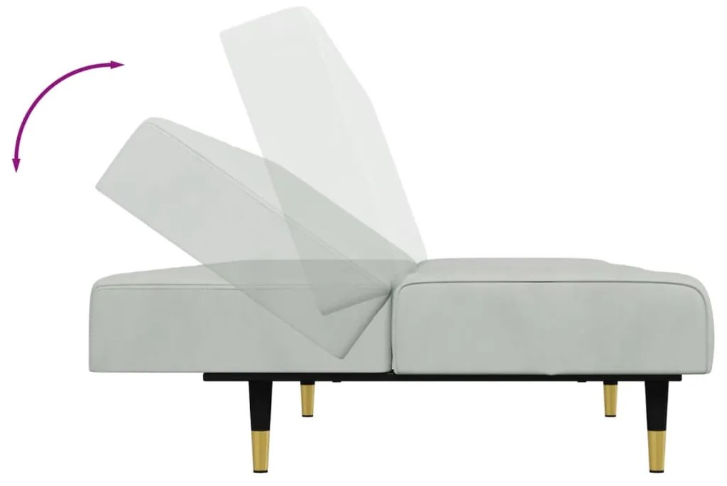 2 pcs conjunto de sofás veludo cinzento-claro