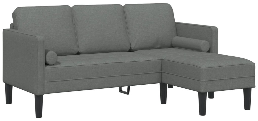 Sofá L de 3 Lugares vidaXL Cinza Escuro 160 cm Tecido