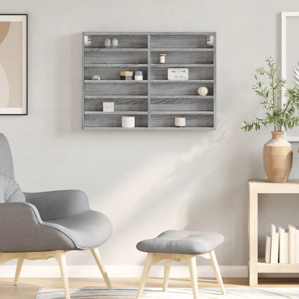 Armário vitrine 80x8,5x58 cm derivados de madeira cinza sonoma
