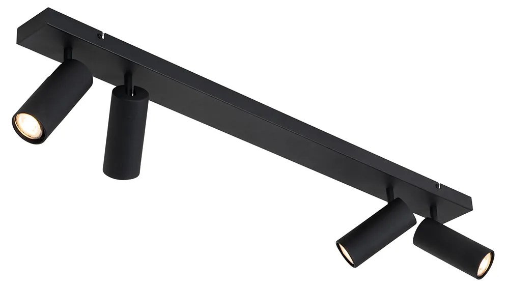 Candeeiro de teto moderno preto 4 luzes ajustáveis - Renna