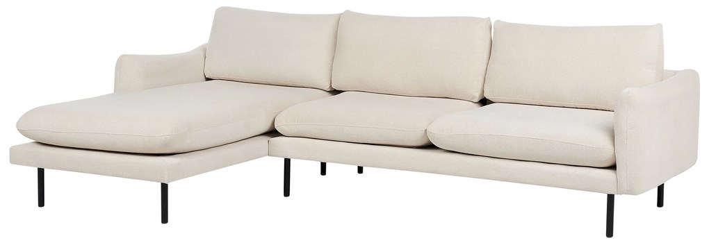 Sofá de canto 4 lugares em tecido creme claro à direita VINTERBRO Beliani
