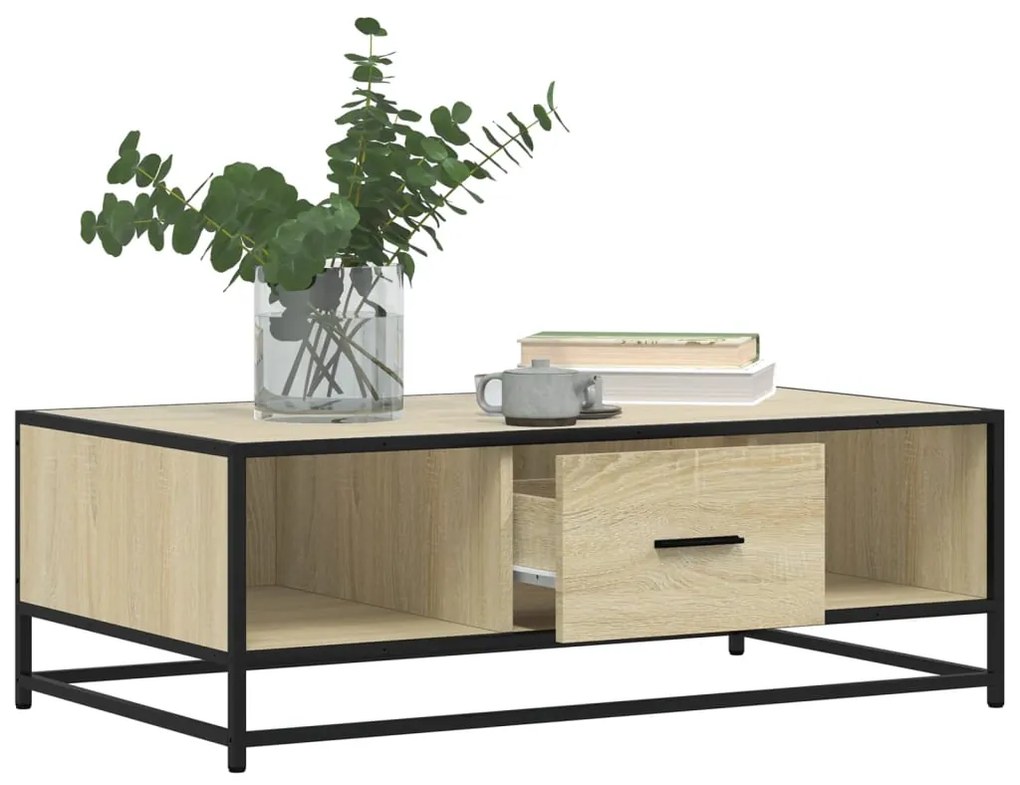 Mesa de centro 100x57x35cm deriv. madeira/metal carvalho sonoma