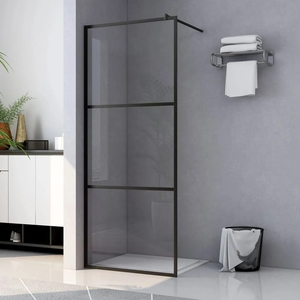 149149 vidaXL Divisória de chuveiro c/ vidro ESG transparente 90x195 cm preto