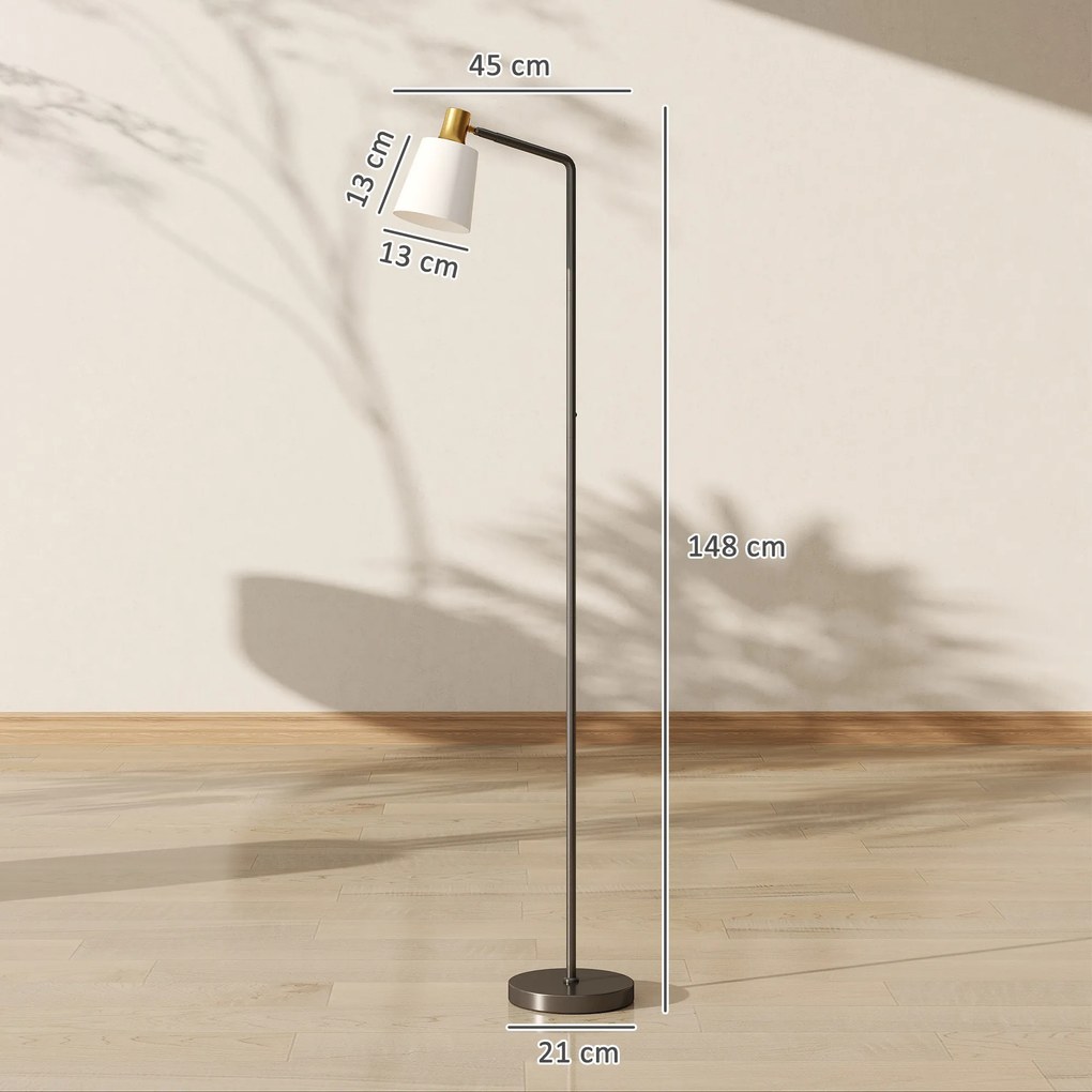 Candeeiro de pé para sala de estar 45 x 21 x 148 cm com cabeça giratória a 350°, candeeiro de pé moderno com 3 temperaturas de cor, preto