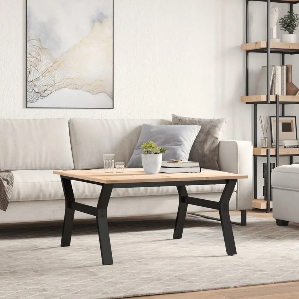 Mesa de centro estrutura em Y 90x90x45 cm pinho e aço