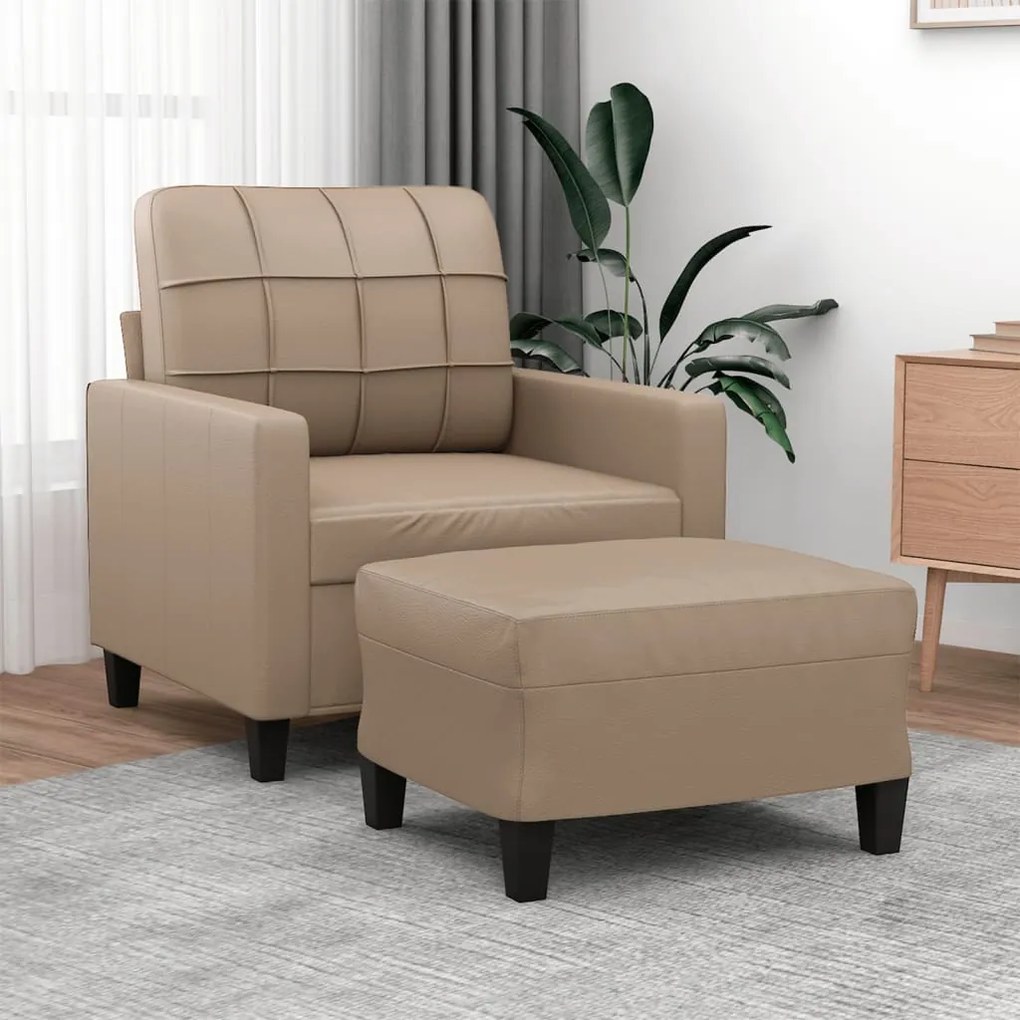 3201013 vidaXL Poltrona com apoio de pés 60 cm couro artificial cappuccino