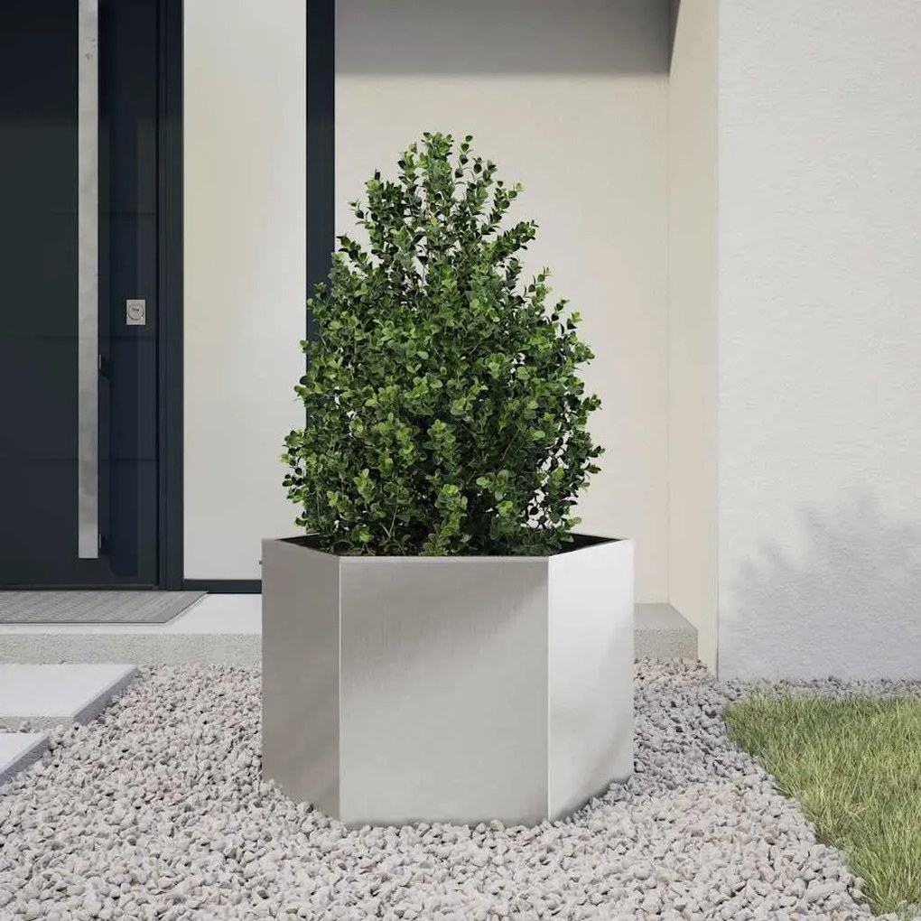Vaso/floreira de jardim hexagonal 69x60x45 cm aço inoxidável