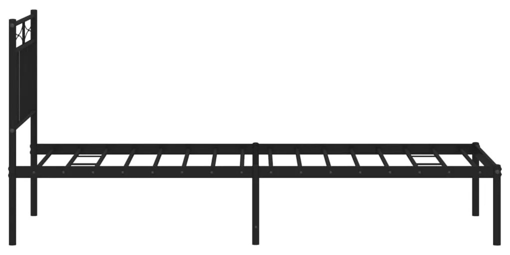 Estrutura de cama com cabeceira 75x190 cm metal preto