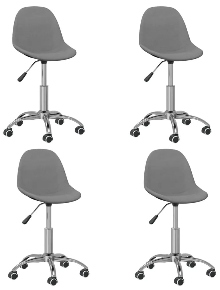 vidaXL Cadeiras de jantar giratórias 4 pcs tecido cinzento-claro