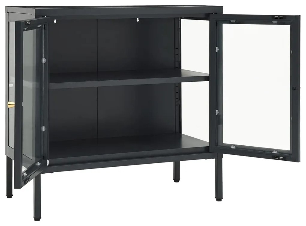 Aparador 70x35x70 cm vidro e aço antracite