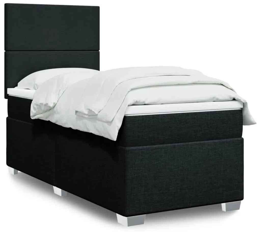 Cama com molas/colchão 80x200 cm tecido preto