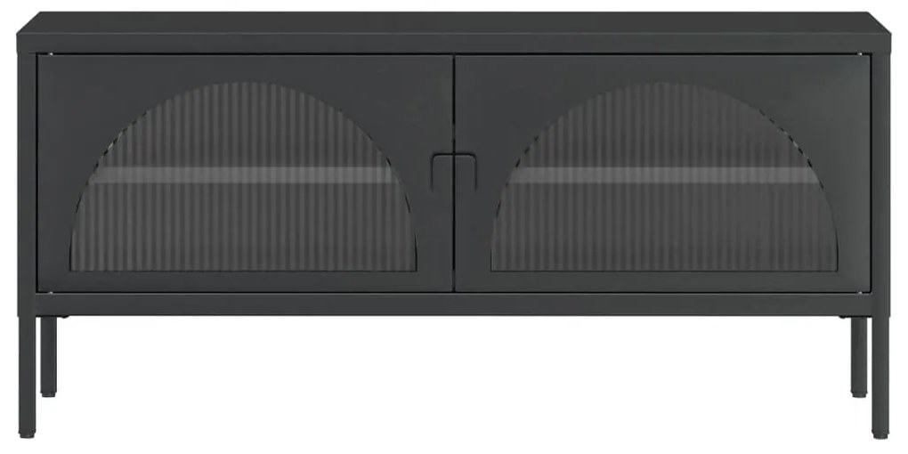 Armário de TV 105x35x50 cm vidro e aço preto