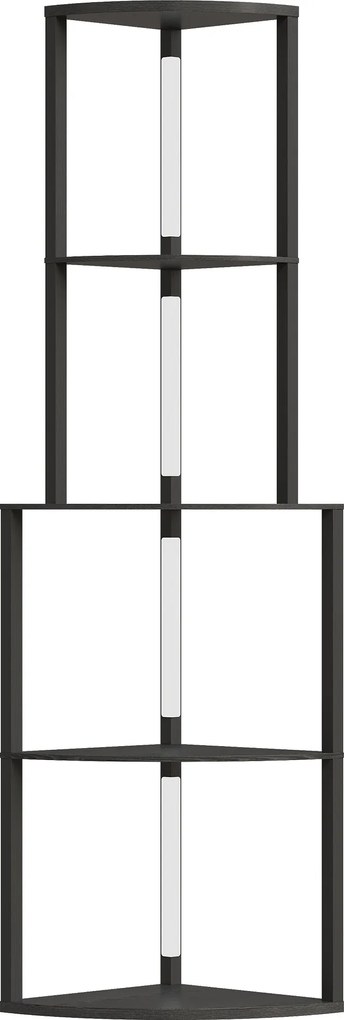 HOMCOM Candeeiro de Pé para Sala Candeeiro com Prateleiras de Canto de 4 Níveis Luminosidade Ajustável 55,5x39,5x163 cm Preto | Aosom Portugal