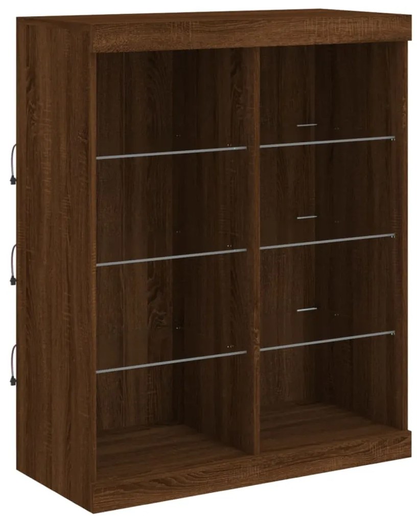 Aparador com luzes LED 202x37x100 cm carvalho castanho
