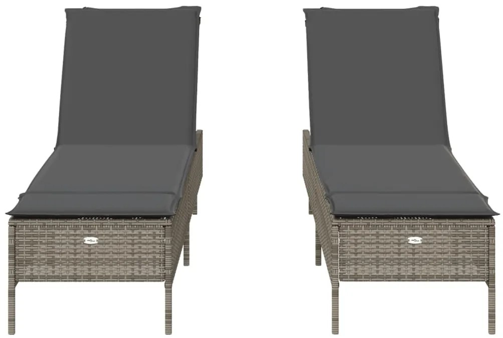 Espreguiçadeiras com almofadões 2 pcs vime PE cinzento