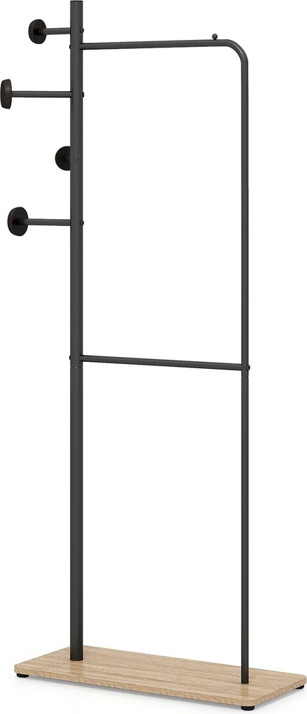 Bengaleiro de Pé, 68 x 30 x 167 cm, 2 Barras e 4 Ganchos, Castanho + Preto