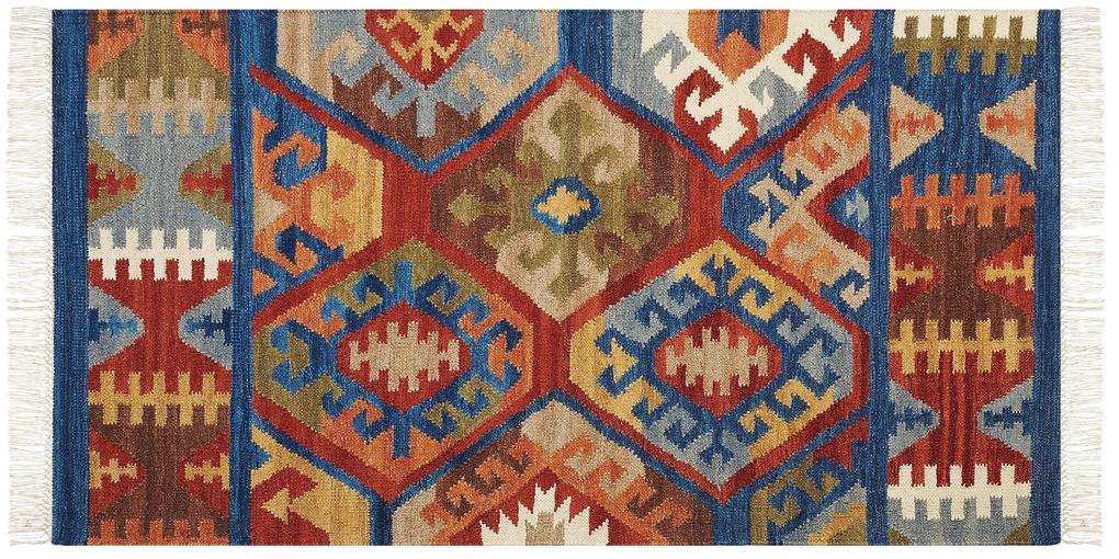 Tapete Kilim em lã multicolor 80 x 150 cm JRVESH Beliani