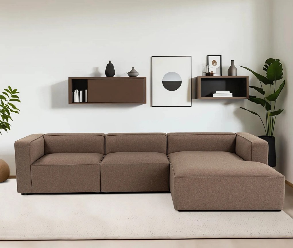 Sofá de Canto Mora XL – Castanho – 320 cm x 69 cm x 180 cm