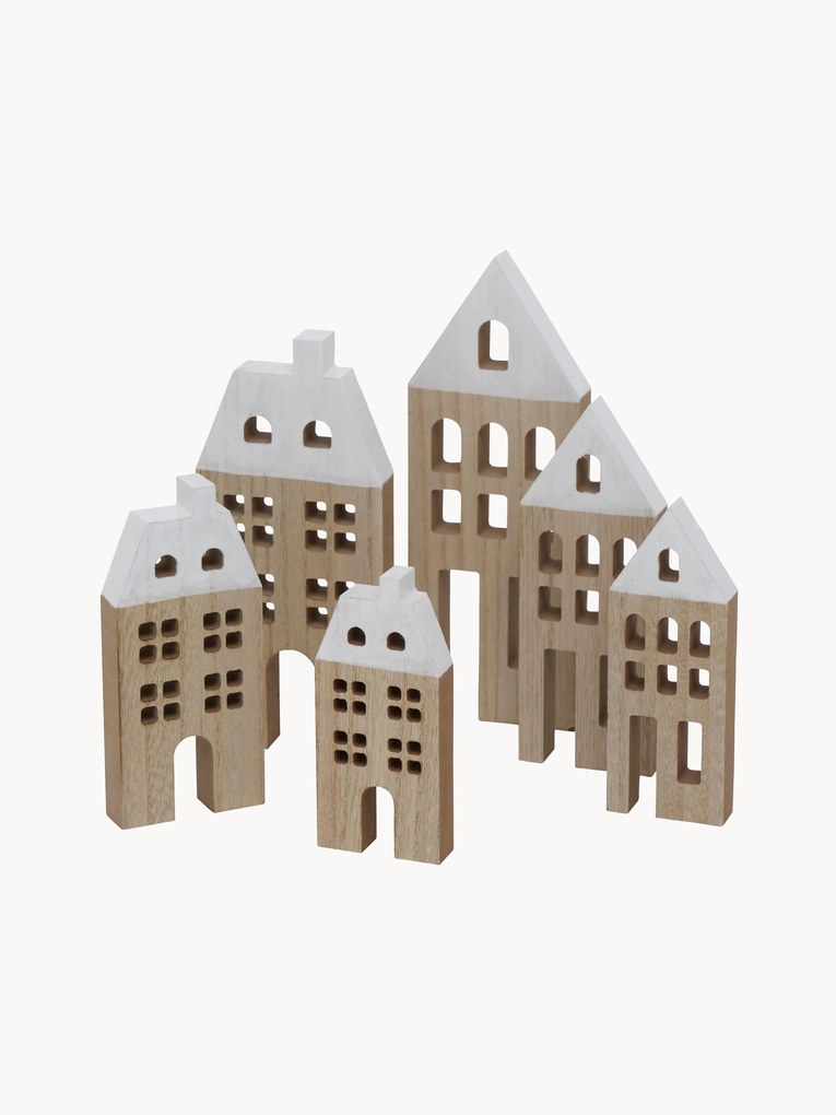 Casas decorativas de madeira Towny, conjunto de 6