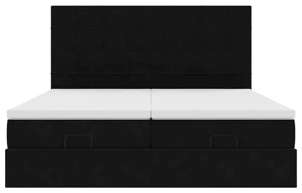 Estrutura de cama otomana com colchões 160x200 cm veludo preto