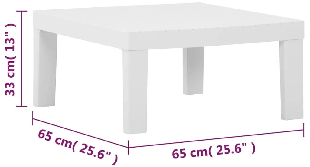 4 pcs conjunto lounge de jardim com almofadões plástico branco