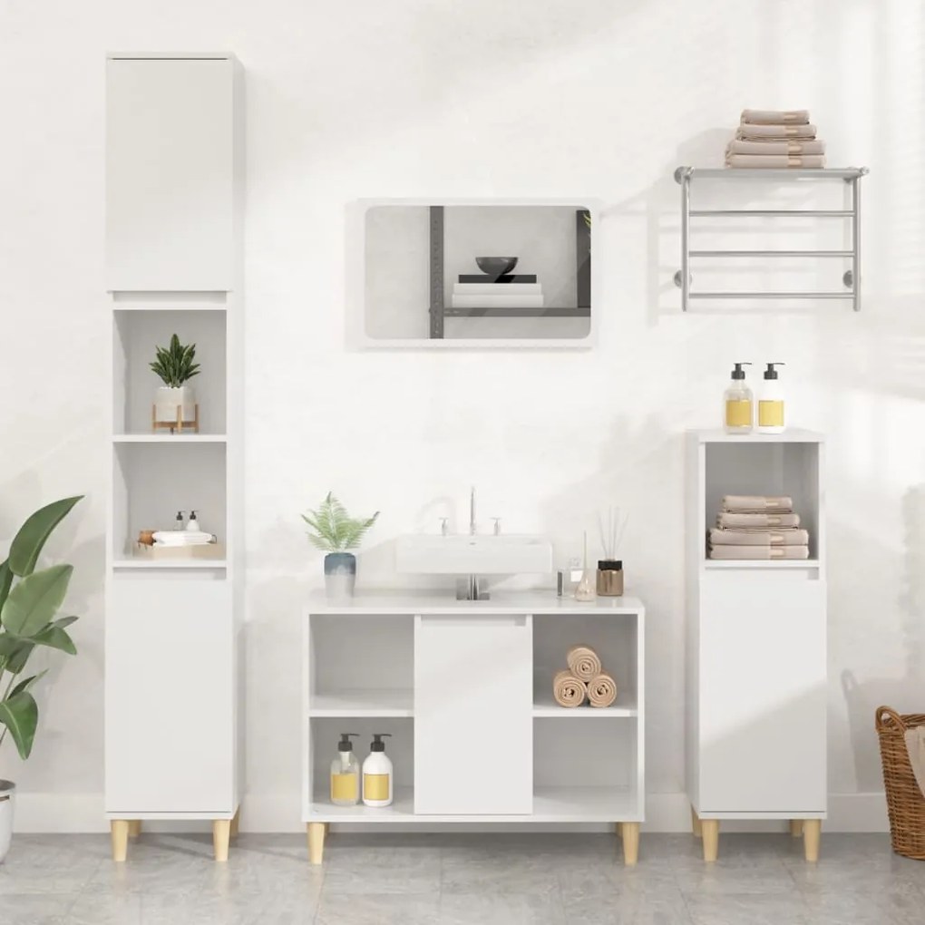 vidaXL Móvel p/ lavatório 80x33x60 cm deriv. madeira branco brilhante