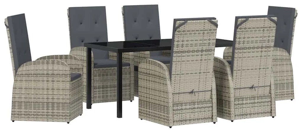 conjunto de móveis de exterior 7 pcs Cinzento 160 x 80 x 73 cm