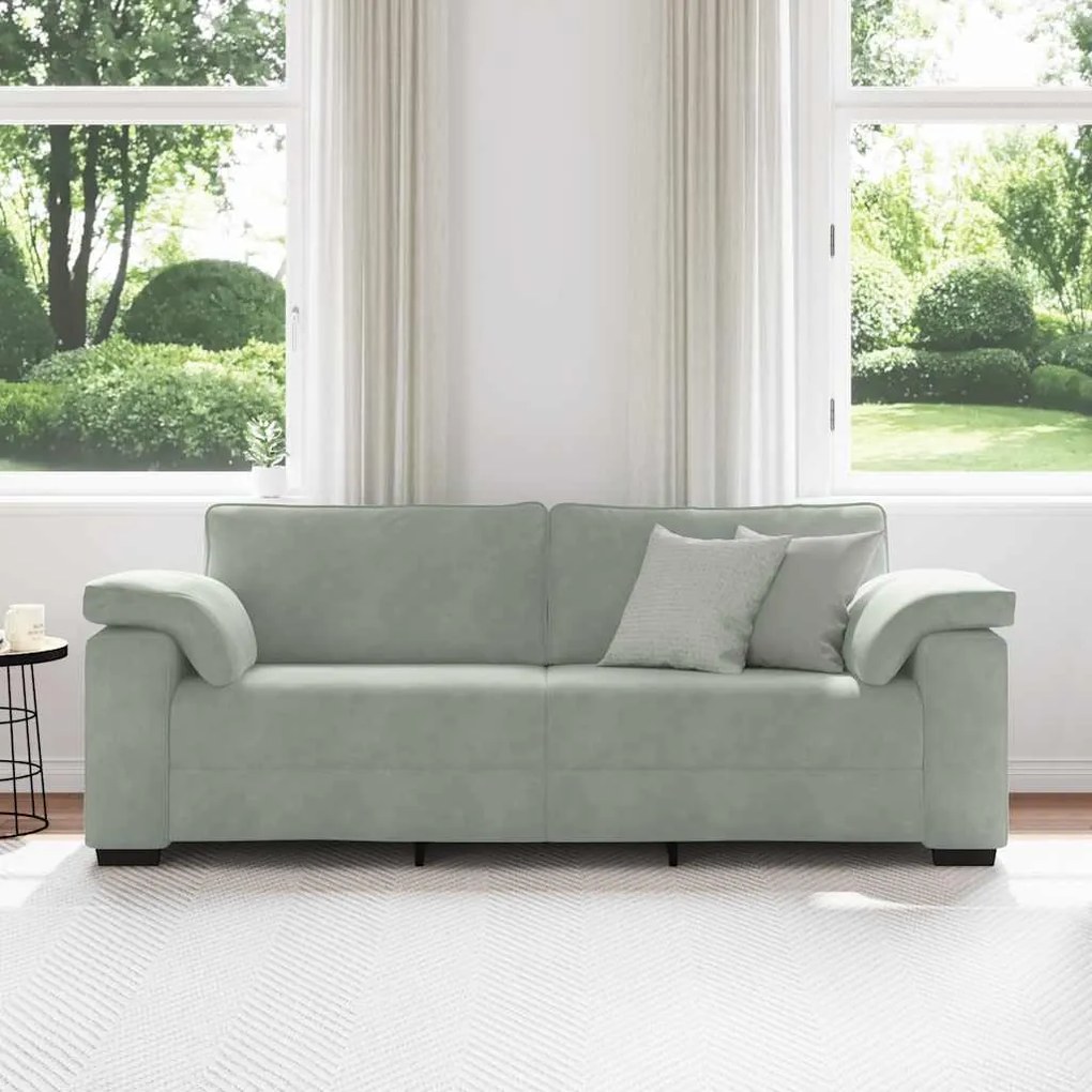 Sofá de 3 lugares 178 cm veludo cinzento-claro