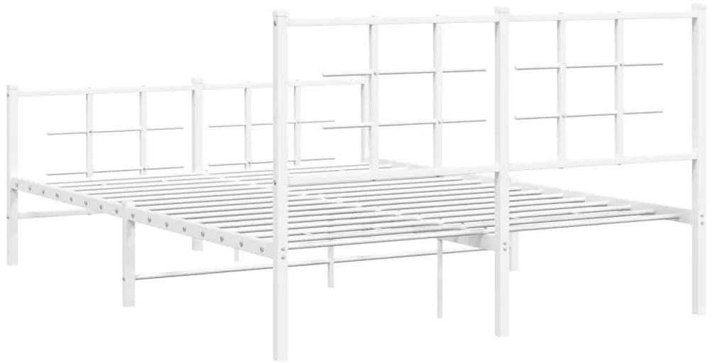 Estrutura de cama com cabeceira e pés 140x200 cm metal branco