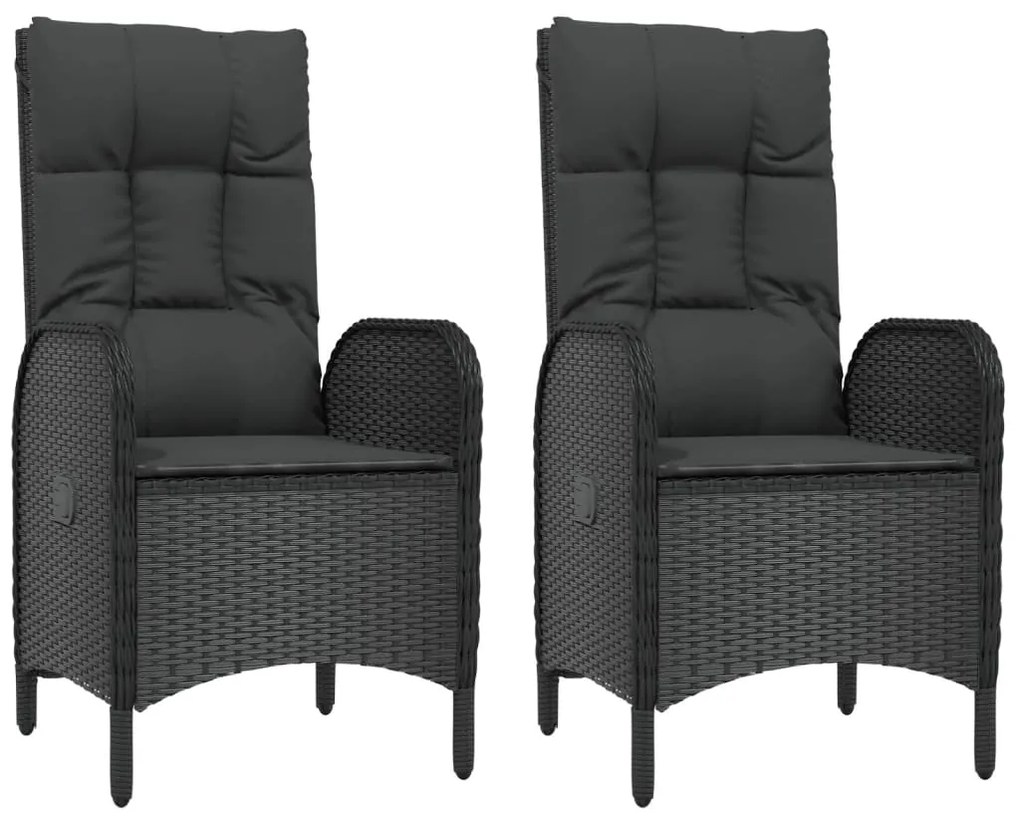 4 pcs conjunto de jardim p/ jardim c/ almofadões vime PE preto