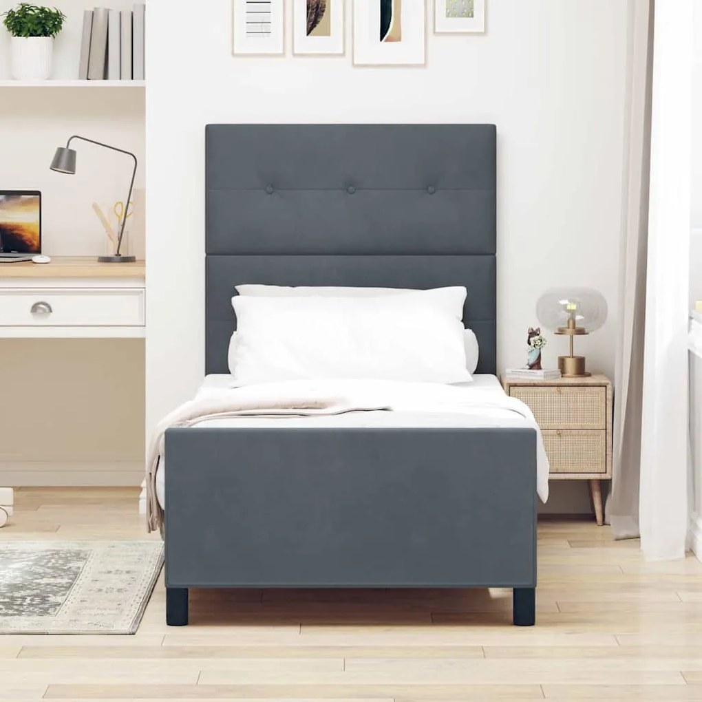 Estrutura de Cama vidaXL Cinza Escuro 80x200 cm Veludo