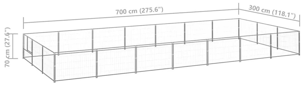 Canil para cães 21 m² aço prateado