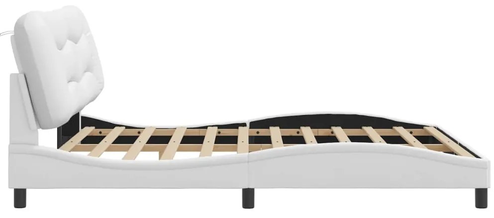 Estrutura cama c/ cabeceira 180x200 cm couro artificial branco
