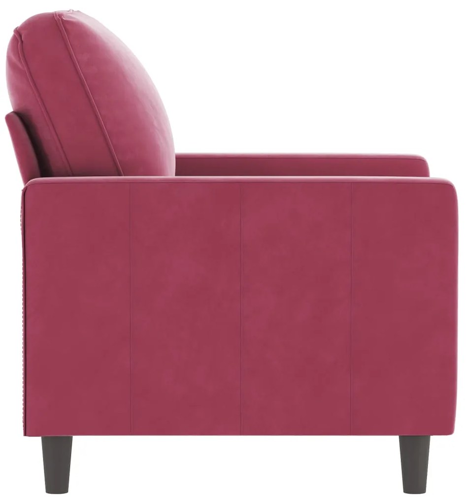 Poltrona 60 cm veludo vermelho-tinto