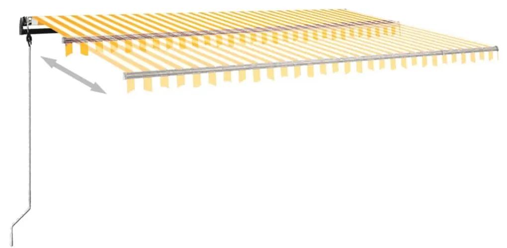 Toldo retrátil manual com LED 500x300 cm amarelo e branco