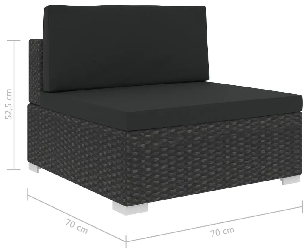 6 pcs conjunto lounge de jardim c/ almofadões vime PE preto