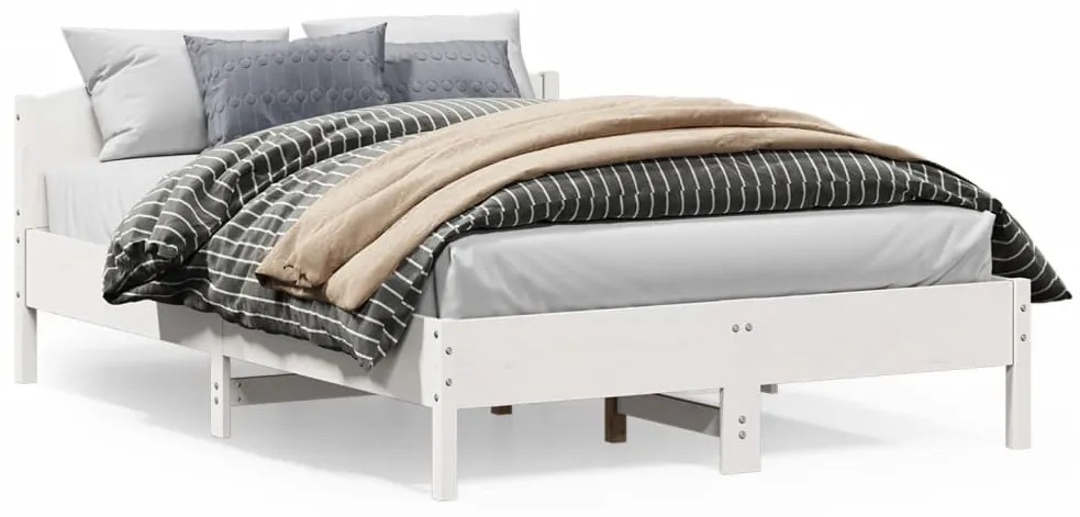 Cama sem colchão 140x200 cm madeira de pinho maciça branco
