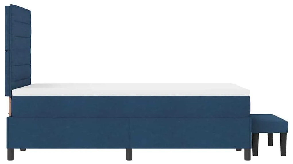 Cama Box Spring com Colchão e Banco Azul 120x190 cm Tecido