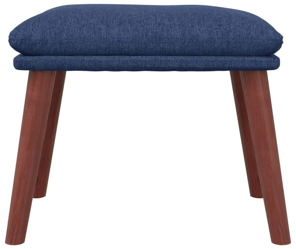 Cadeira de descanso com banco p/ pés tecido azul