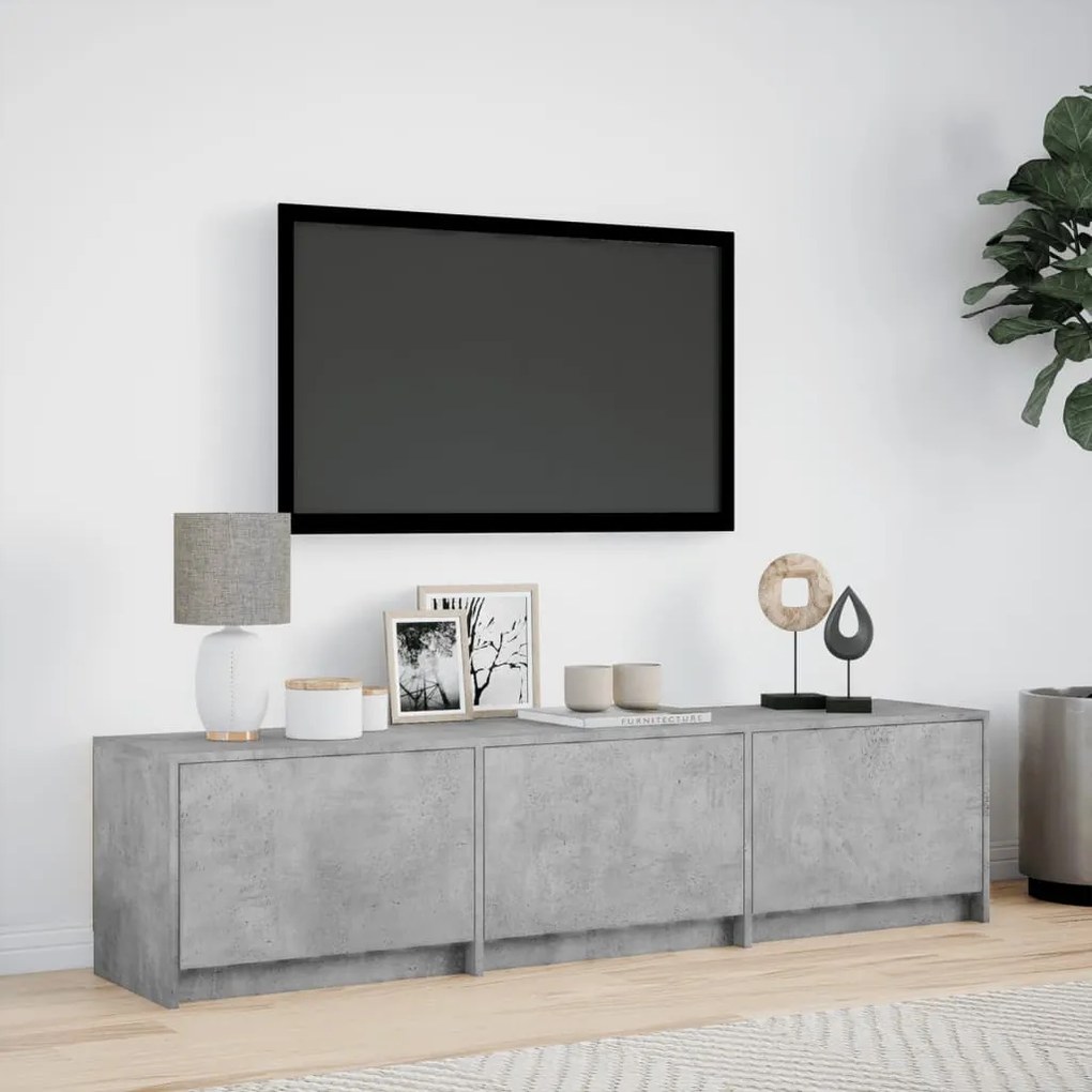 Móvel de TV com luzes LED derivados de madeira cinzento cimento