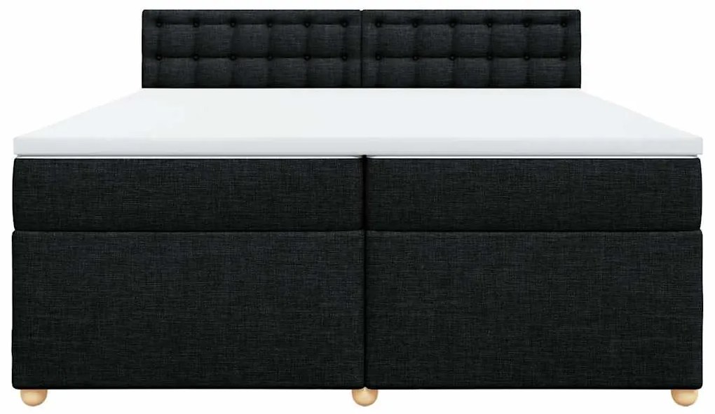 Cama com molas/colchão 200x200 cm tecido preto